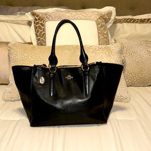 Coach Plain Leather Elegant Style Handbag